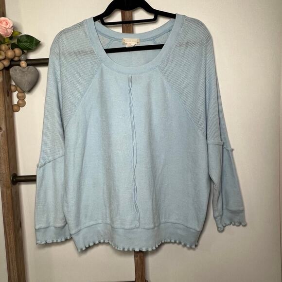 Altard State Long Sleeve Scoop Neck Light Blue Sweatshirt Oversized Size XS - Picture 2 of 6